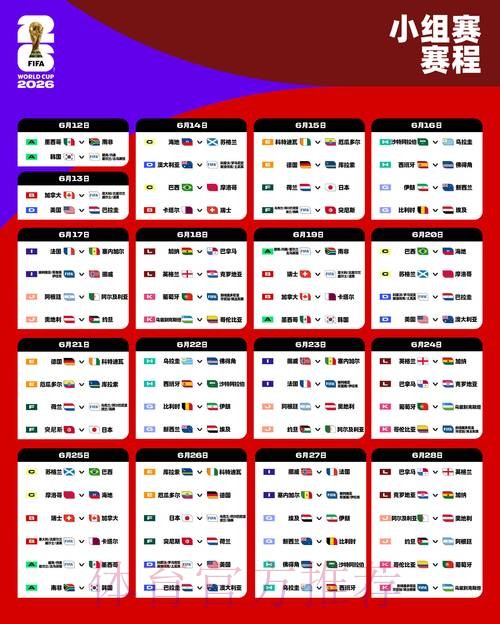 2026世界杯每日赛程最新比赛时间表免费观看